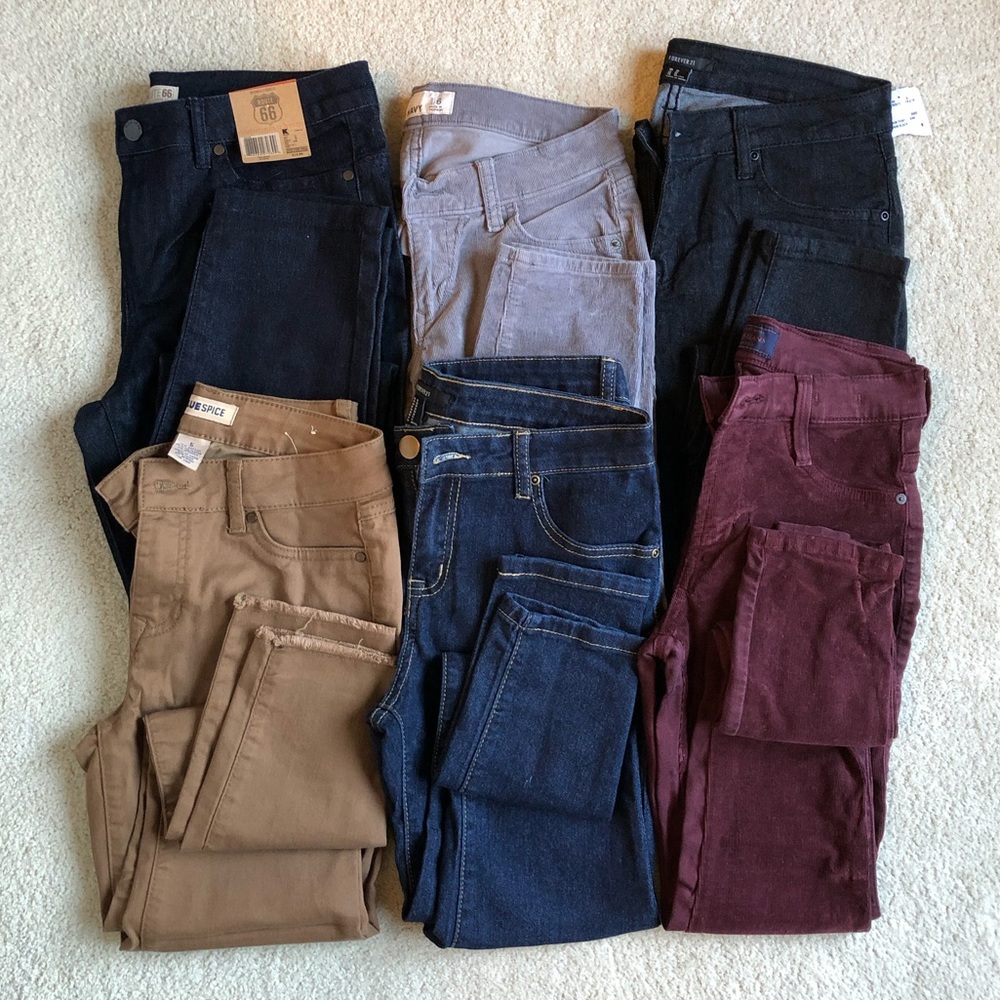 Lot (6) pairs skinny jeans value bundle